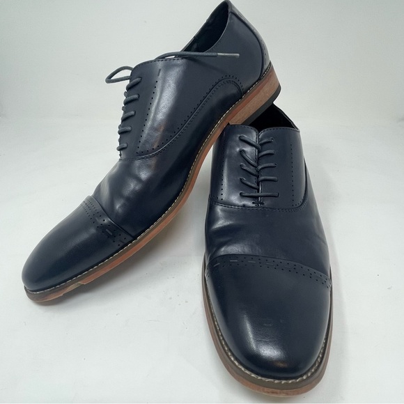 KENNETH COLE REACTION Men’s Black Vegan Leather CASHIAN Lace Up Loafers Shoes 12 - Picture 1 of 7
